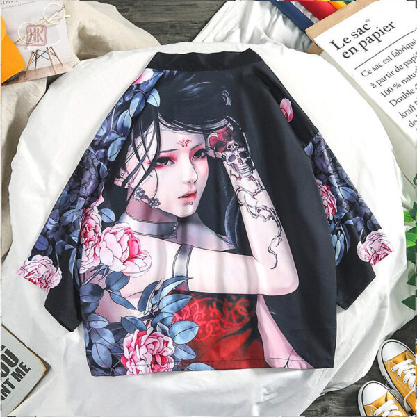 Veste kimono homme élégante à fleurs