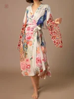Veste kimono fleurie pour femme, style élégant et léger