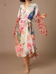 Veste kimono fleurie pour femme, style élégant et léger