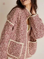 Veste Kimono Fleurie Rose pour femme
