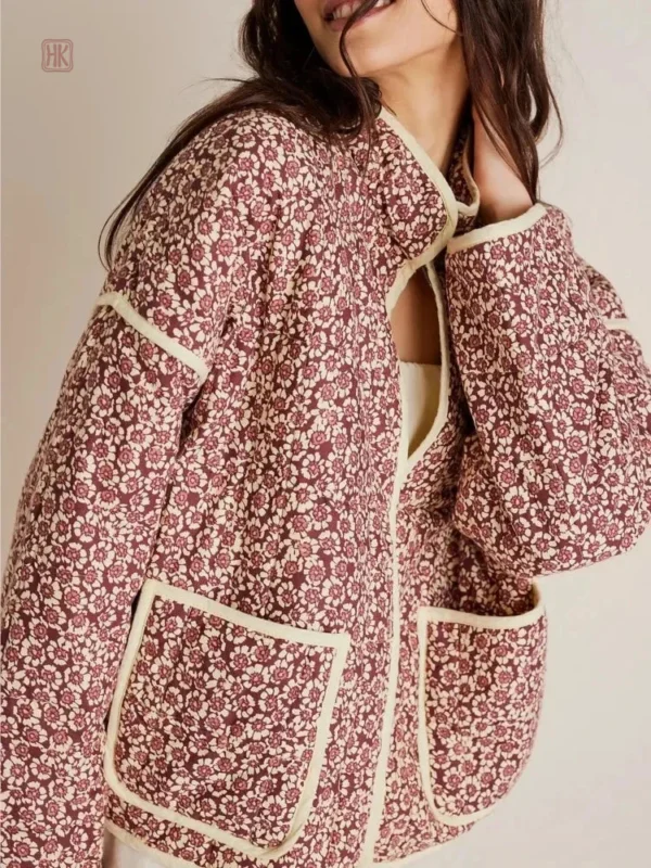 veste-kimono-fleurie-rose-epaisse-1 Veste Kimono Fleurie Rose pour femme