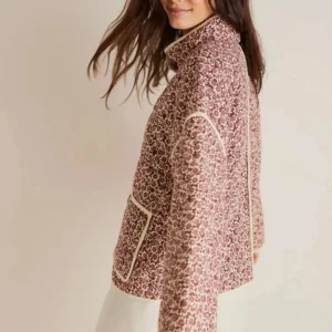 Kimono épais avec motifs floraux en rose
