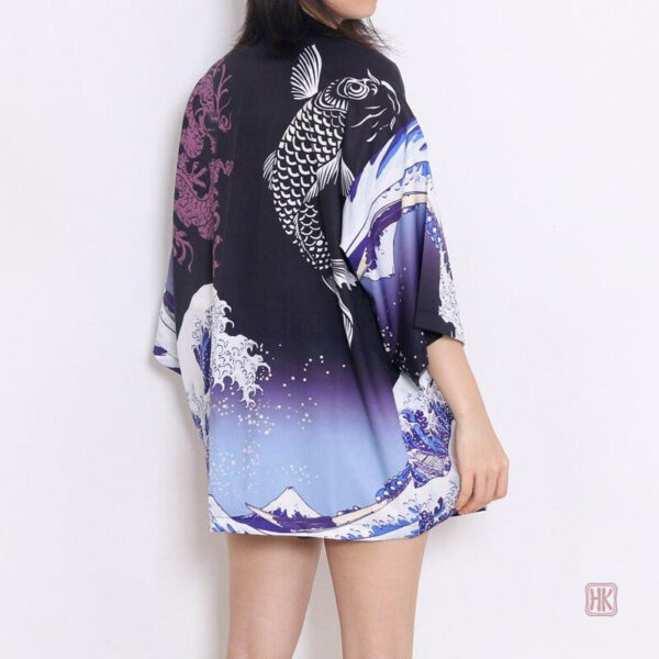 Veste Kimono Fluide Femme en couleur Océan