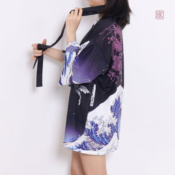 Veste fluide à motif océan, élégante et confortable