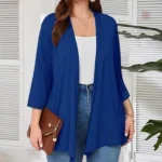 Veste kimono fluide bleue pour femme