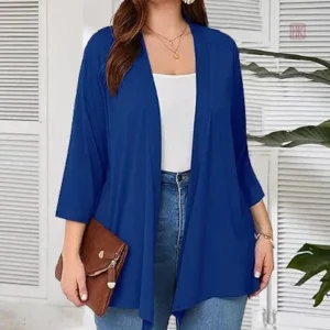Veste kimono fluide bleue pour femme