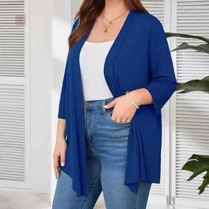 Veste kimono légère en tissu fluide, couleur bleue