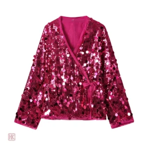 Veste élégante femme, style kimono, couleur fuchsia
