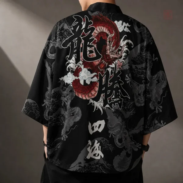 veste-kimono-fureur-dragon-1 Veste Kimono Dragon pour homme