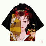 Veste kimono élégante pour femme, motif inspiré de la culture japonaise