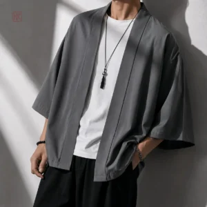 Veste Kimono Homme Gris Foncé