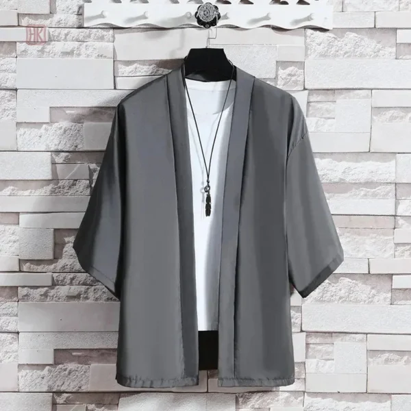 Veste légère pour homme, style kimono, coloris gris foncé