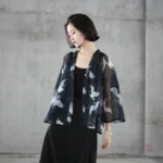 Veste Kimono Grues Transparente pour femme