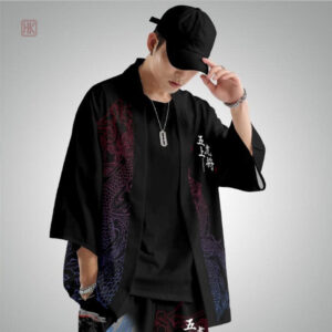 Kimono homme avec motif de dragon guerrier