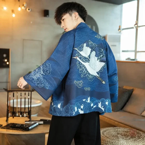 Kimono bleu pour homme, style élégant et original