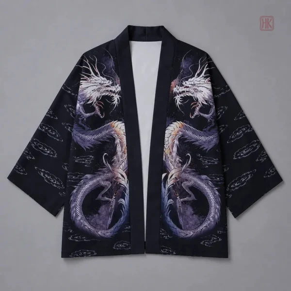 Kimono masculin orné de dragons stylisés