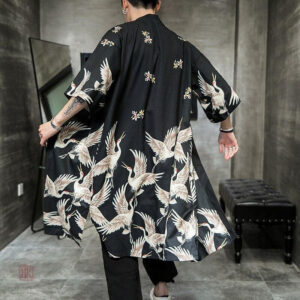 Veste kimono homme avec motif grue