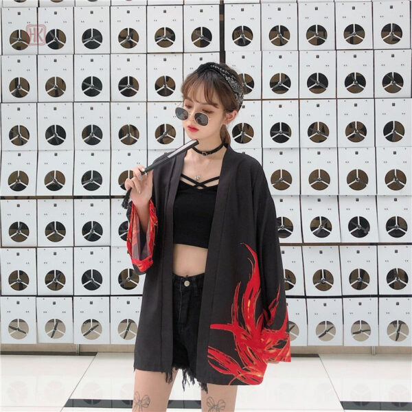 Veste kimono élégante, motif Phoenix pour un look unique
