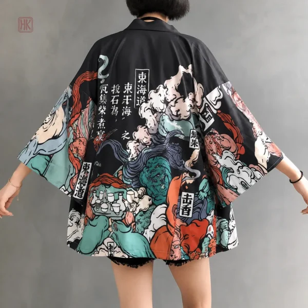 Veste légère et élégante, motif japonais unique pour femme