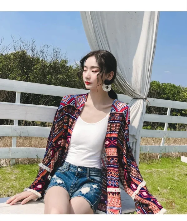 Veste femme kimono avec motifs traditionnels