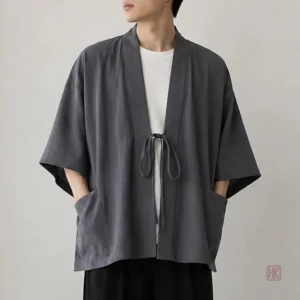 Veste kimono ample grise pour homme