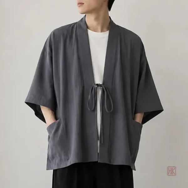 Veste kimono ample grise pour homme