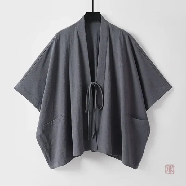 Veste kimono japonais en gris élégant