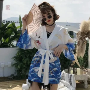 Kimono Japonais Femme en teinte bleue