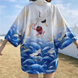 Kimono léger bleu pour une allure élégante