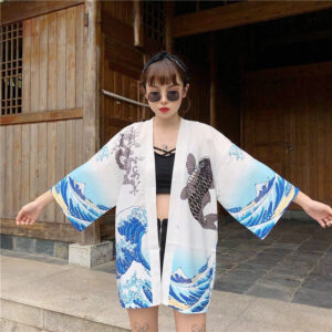 Veste kimono femme avec motif japonais élégant