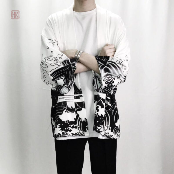 Veste kimono homme avec motif dragon en cascade