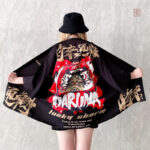 Veste Kimono Femme Daruma au design japonais traditionnel