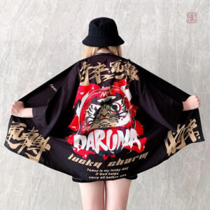 Veste Kimono Femme Daruma au design japonais traditionnel