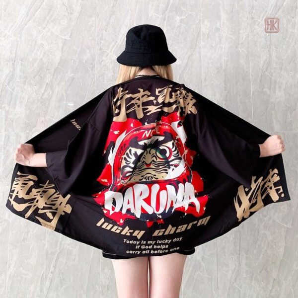 veste-kimono-japonais-daruma-1 Veste Kimono Femme Daruma au design japonais traditionnel