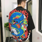 Veste Kimono Dragon Bleu pour homme