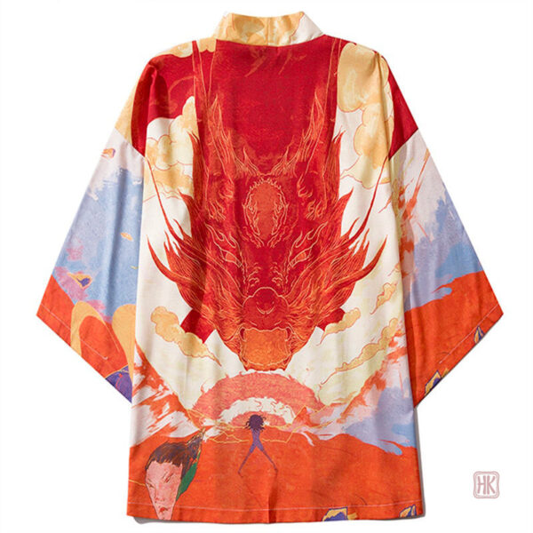 Kimono homme avec motif dragon enflammé