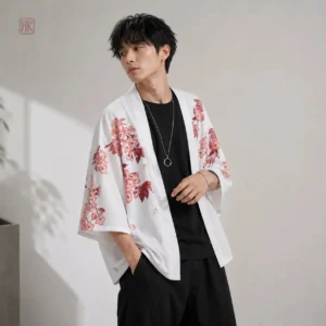 Veste Kimono Fleuri pour Homme