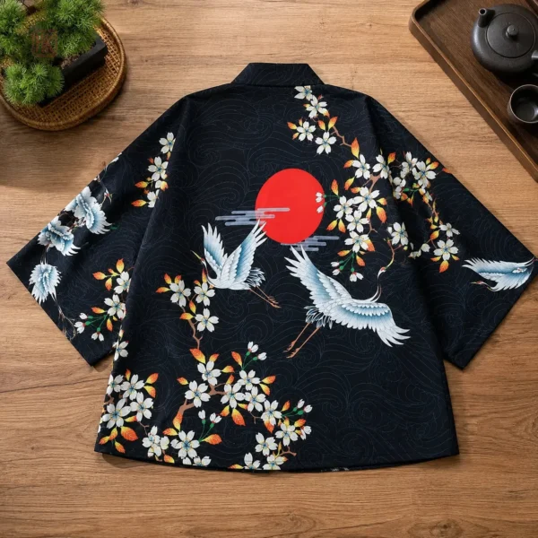 Veste traditionnelle à motifs de grues pour homme