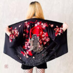 Veste kimono japonais pour femme avec motif Koï