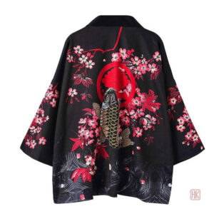 Kimono léger femme, motif Koï coloré et élégant