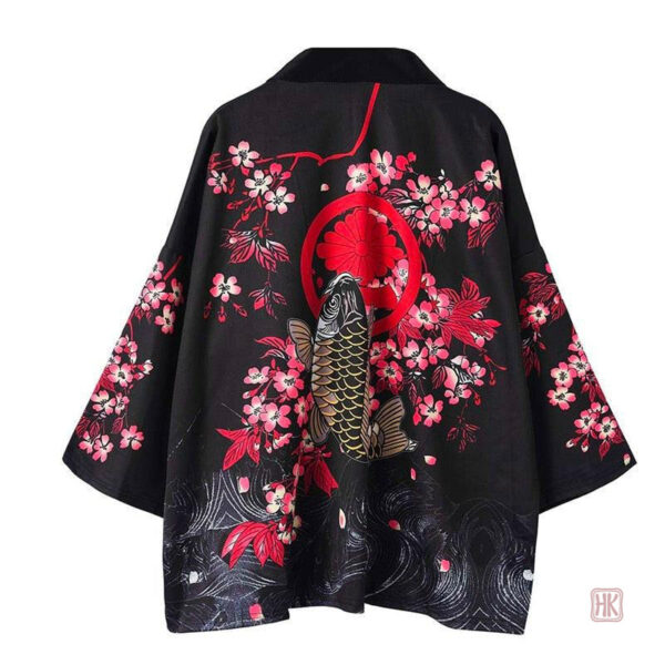 Kimono léger femme, motif Koï coloré et élégant