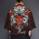 Veste kimono homme Oni loup, style japonais traditionnel