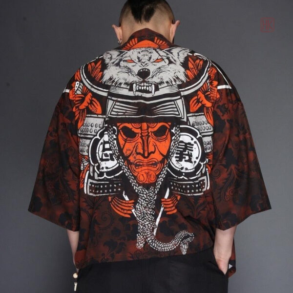 veste-kimono-japonais-oni-loup-1 Veste kimono homme Oni loup, style japonais traditionnel