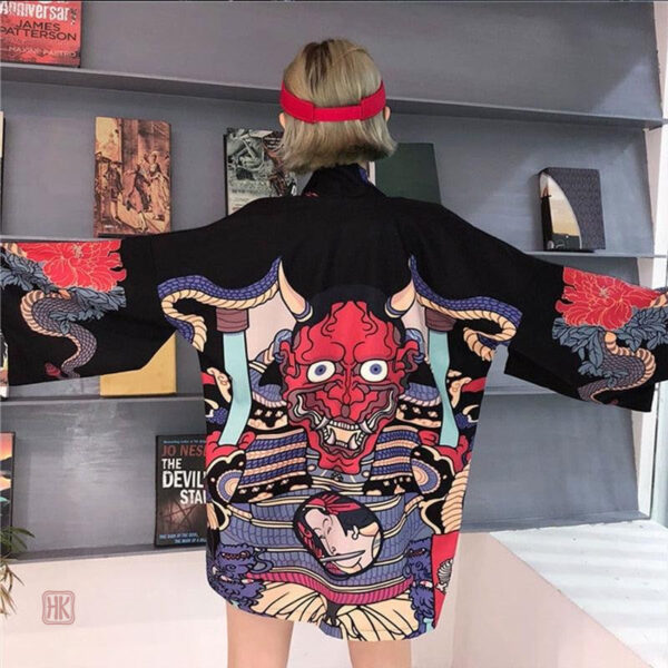 veste-kimono-japonais-oni-neko-1 Veste Kimono Japonais Oni Neko pour femme