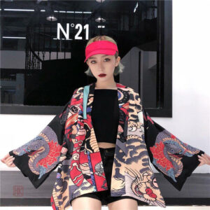 Kimono femme avec motif Oni Neko