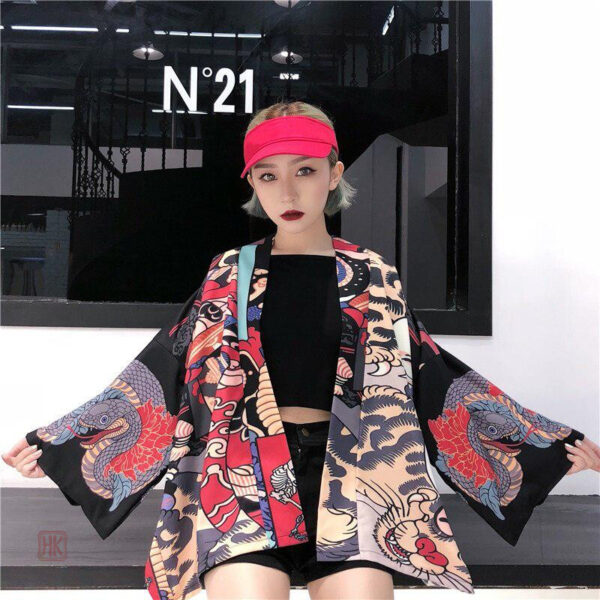 Kimono femme avec motif Oni Neko