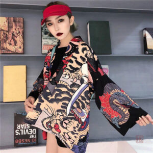 Veste kimono Oni Neko pour un look unique