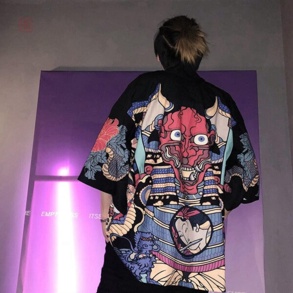 veste-kimono-japonais-oni-rouge-1 Veste kimono homme Oni rouge