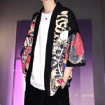 Veste kimono rouge pour homme, style japonais
