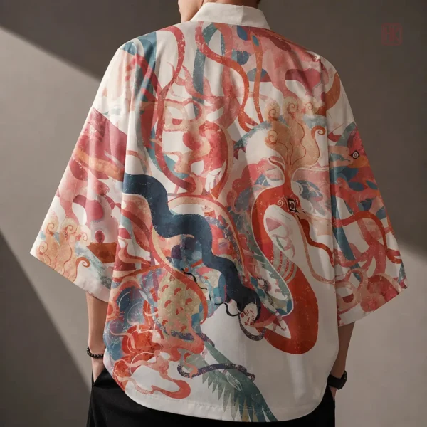 veste-kimono-japonais-phoenix-1 Veste Kimono Japonais pour homme avec motif Phoenix